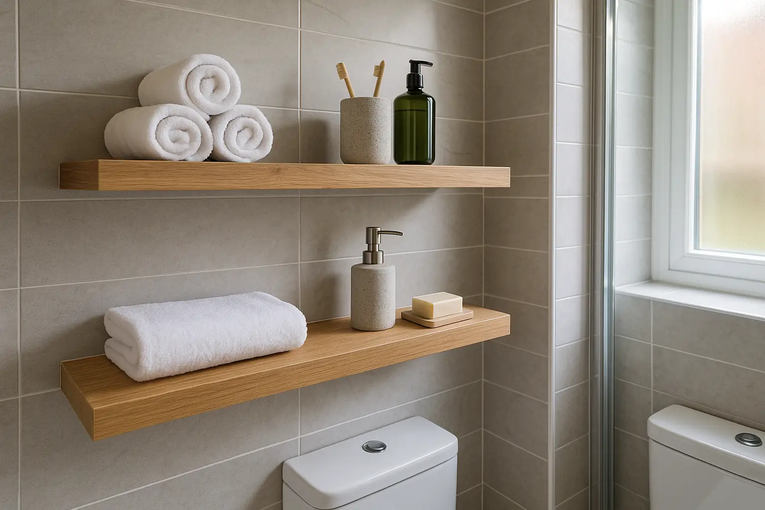 Floating shelves installation example