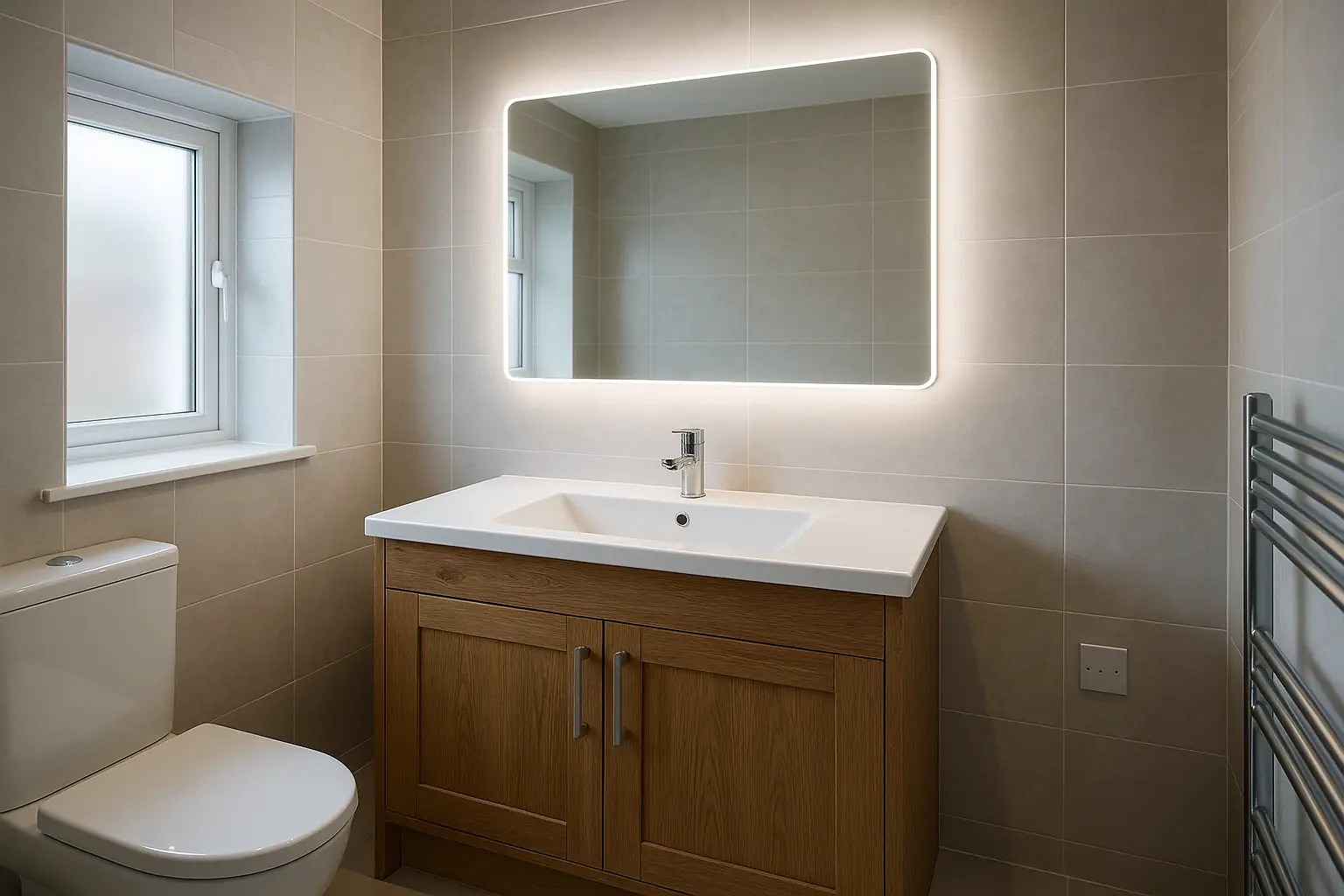 LED mirror installation example