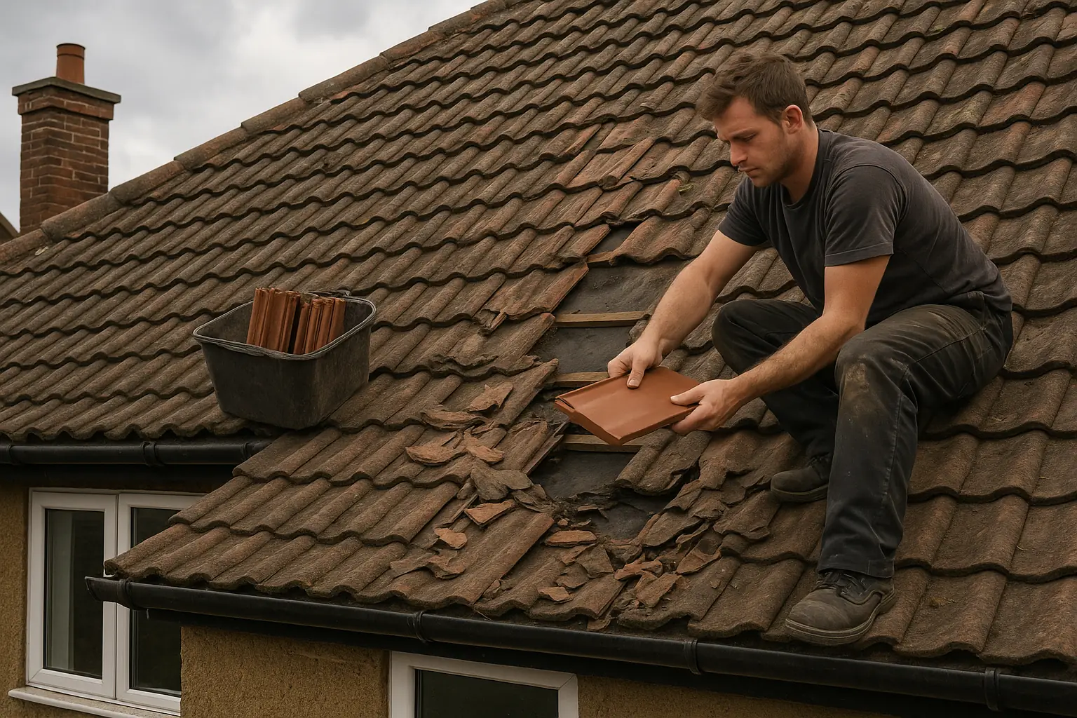 roof leak damage example