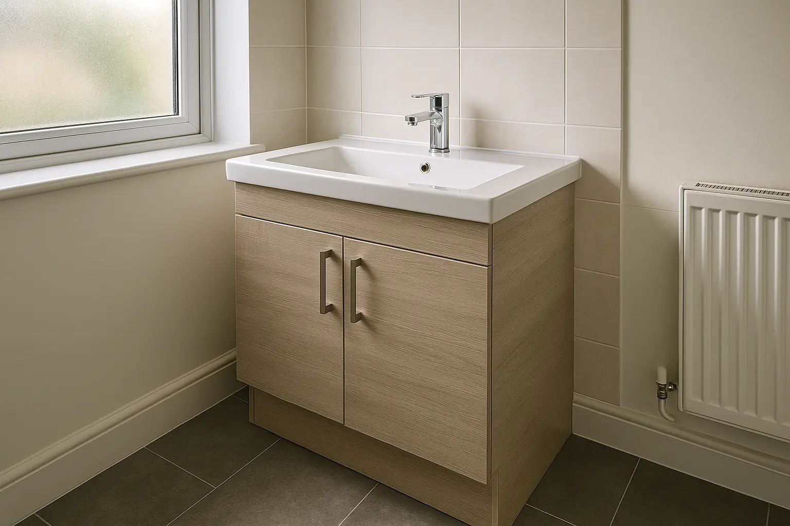 Vanity unit installation example